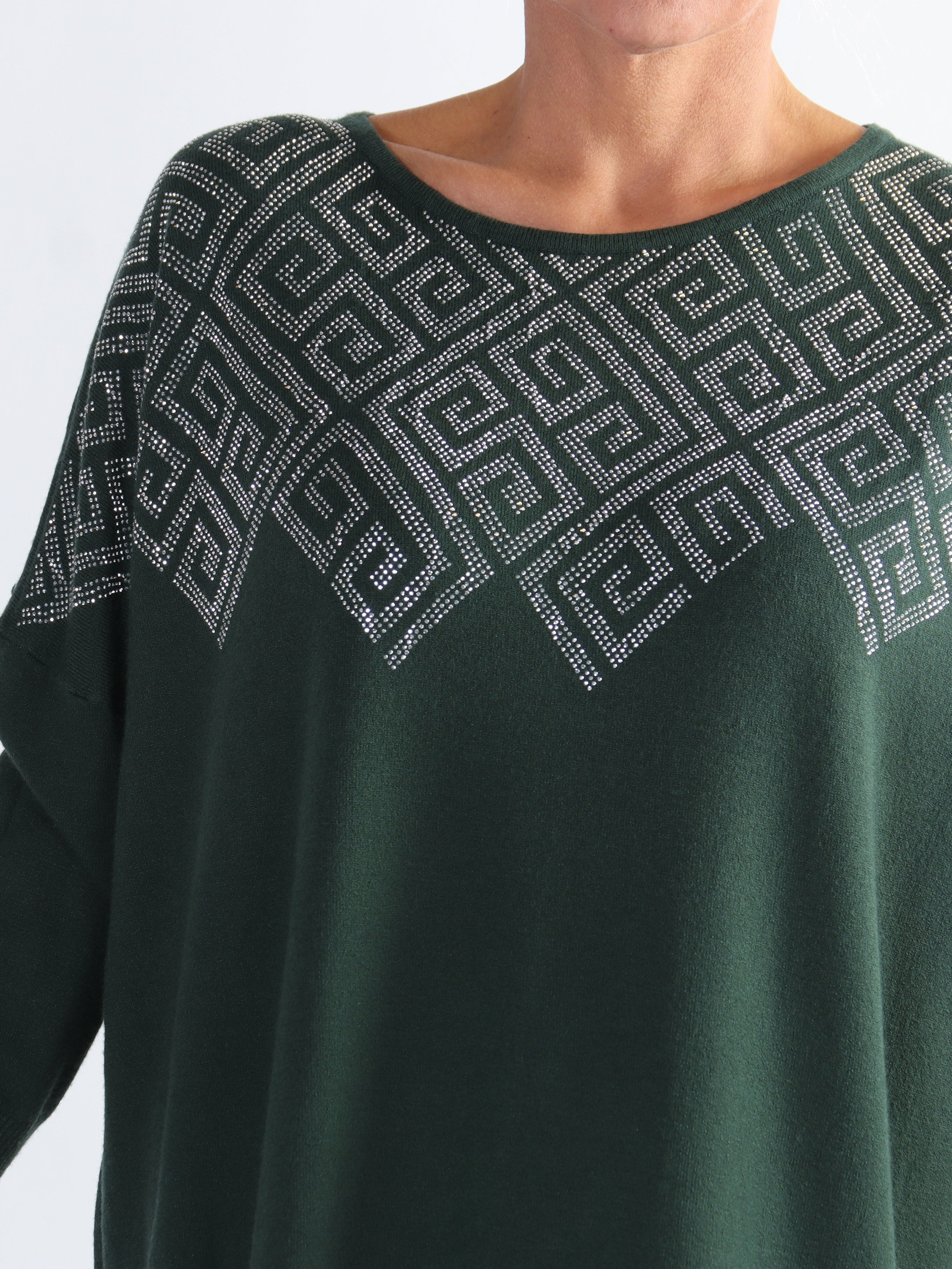 Luna - Mjuk stickad plus size klänning med strass